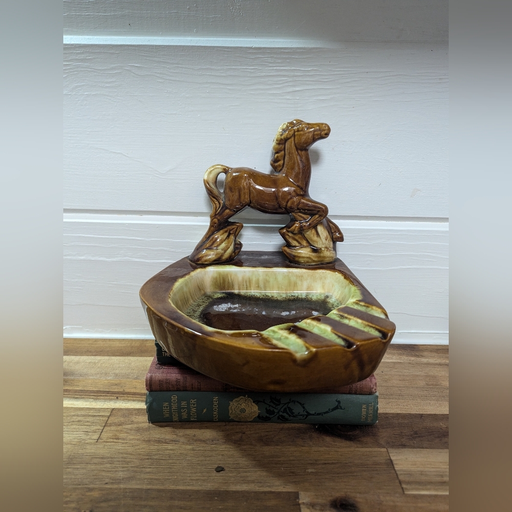 Vintage Horse Drip Pottery Ashtray
